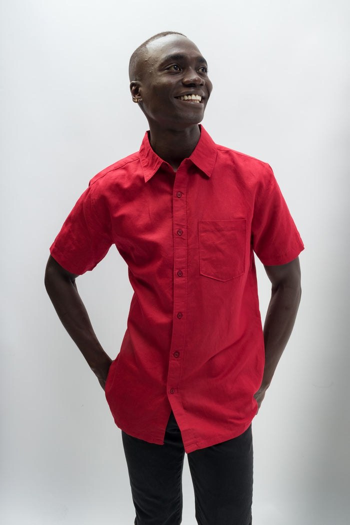 Dean | Men's Anti-Stain Linen Cotton Blend Short-Sleeve Shirt