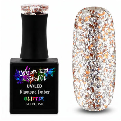 Diamond Ember - UGGP-A0911 Urban Graffiti Silver and Gold Glitter Gel Polish 15ml