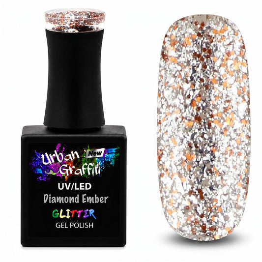 Diamond Ember - UGGP-A0911 Urban Graffiti Silver and Gold Glitter Gel Polish 15ml