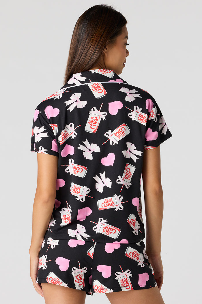 Diet Coke Button Up Top & Short Pajama Set