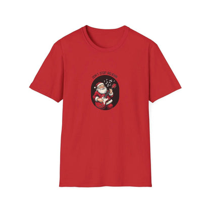 Don't Stop Believin': Santa's Rockin' Christmas Cheer! 🎅🎸🎄 - Unisex Softstyle T-shirt - Whippie's
