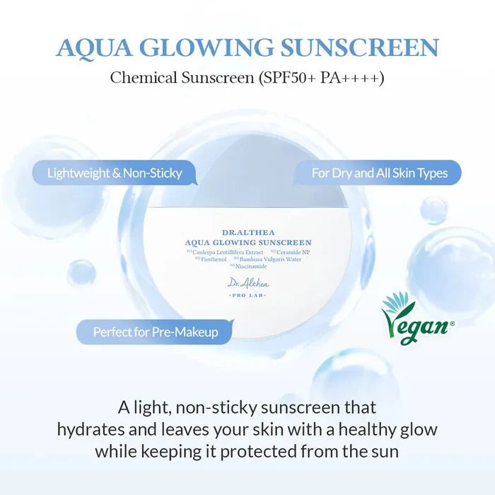 Dr. Althea Aqua Glowing Sunscreen 45ml واقي الشمس المتوهج من دكتور ألثيا أكوا - Princess Cosmetics Qatar