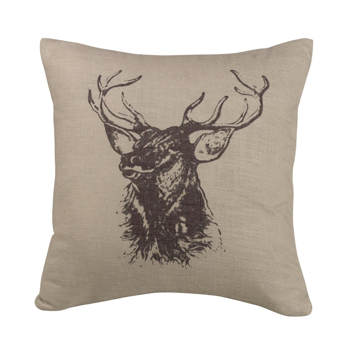 Elk Bust Burlap Throw Pillow Throw