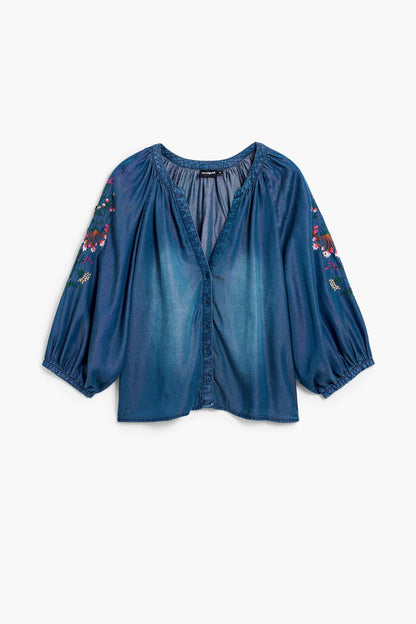 Embroidered Balloon Blouse