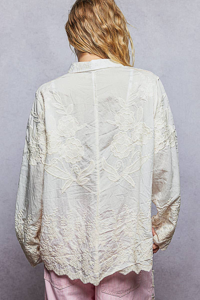Embroidered Scalloped Top | One Size