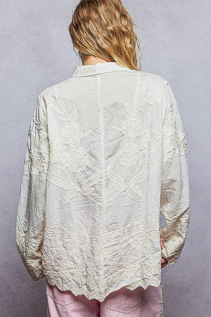 Embroidered Scalloped Top | One Size