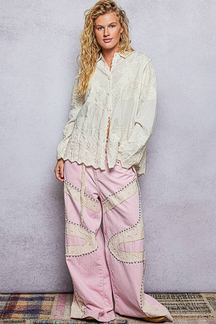 Embroidered Scalloped Top | One Size