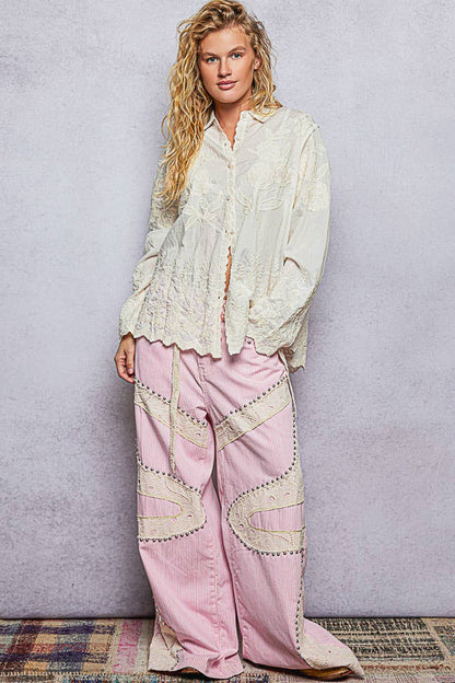 Embroidered Scalloped Top | One Size