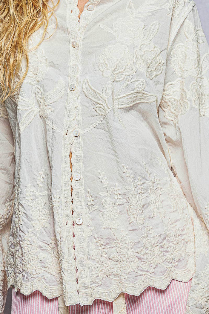 Embroidered Scalloped Top | One Size