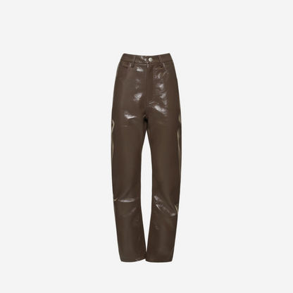 ENTIRE STUDIOS WET FAUX LEATHER PANTS BROWN