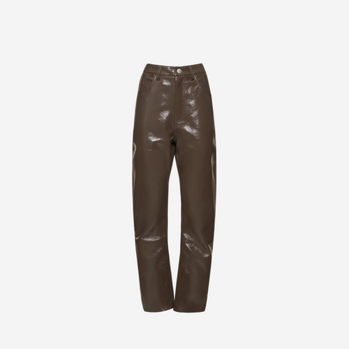 ENTIRE STUDIOS WET FAUX LEATHER PANTS BROWN