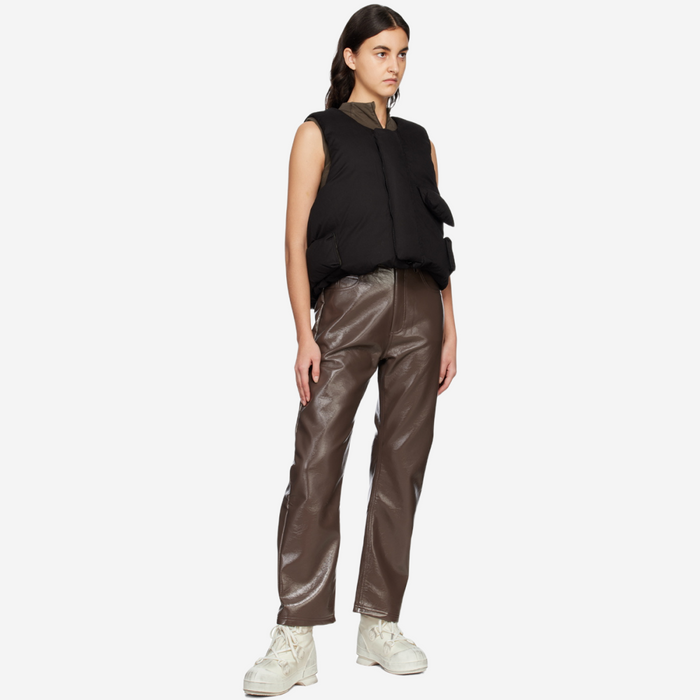 ENTIRE STUDIOS WET FAUX LEATHER PANTS BROWN