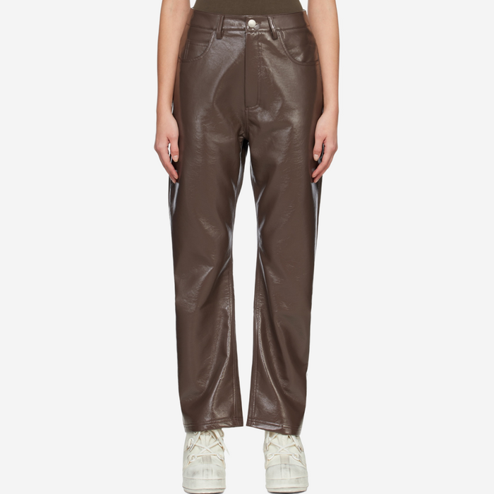 ENTIRE STUDIOS WET FAUX LEATHER PANTS BROWN