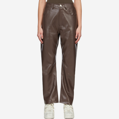 ENTIRE STUDIOS WET FAUX LEATHER PANTS BROWN