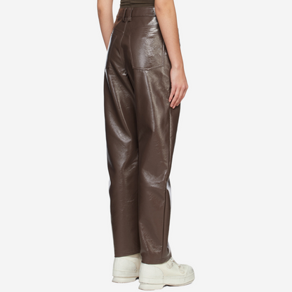 ENTIRE STUDIOS WET FAUX LEATHER PANTS BROWN