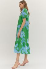 Entro Botanical Eyelet Embroidered Midi Dress