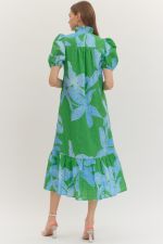 Entro Botanical Eyelet Embroidered Midi Dress
