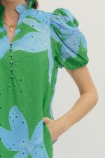 Entro Botanical Eyelet Embroidered Midi Dress