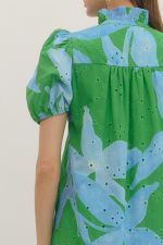 Entro Botanical Eyelet Embroidered Midi Dress