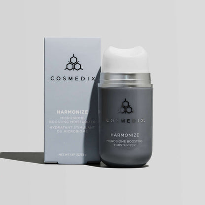 Cosmedix Harmonize Microbiome Boosting Moisturizer with packaging on a light gray background