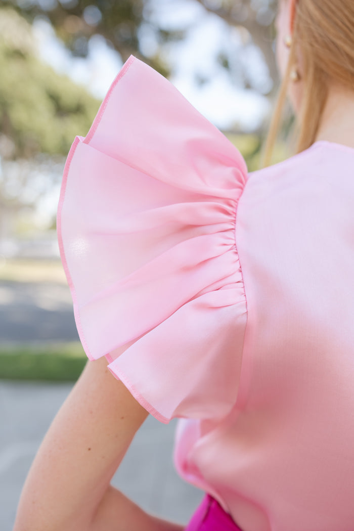Esther Pink Silk Flutter Top