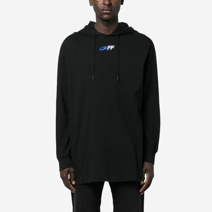 OFF-WHITE EXACTLY THE OPPOSITE HOODED T-SHIRT BLACK
