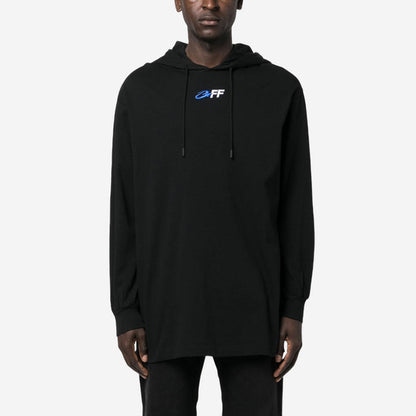 OFF-WHITE EXACTLY THE OPPOSITE HOODED T-SHIRT BLACK