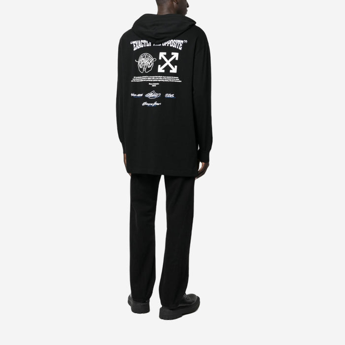 OFF-WHITE EXACTLY THE OPPOSITE HOODED T-SHIRT BLACK