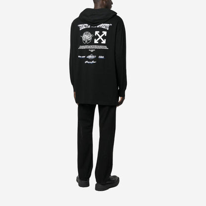 OFF-WHITE EXACTLY THE OPPOSITE HOODED T-SHIRT BLACK