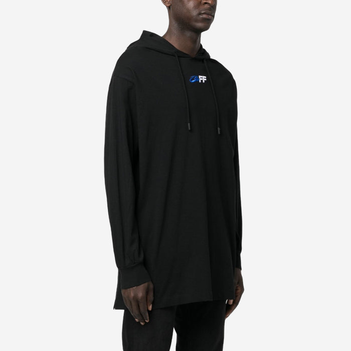 OFF-WHITE EXACTLY THE OPPOSITE HOODED T-SHIRT BLACK