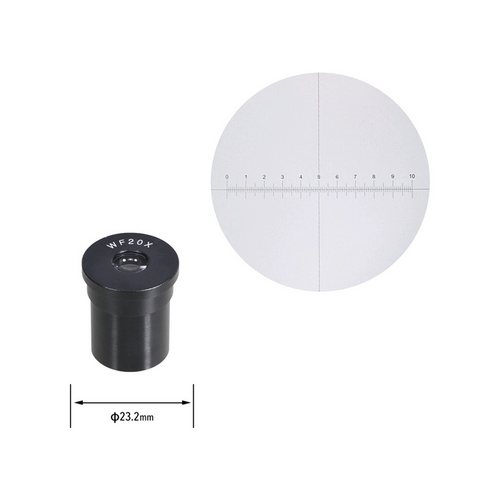 Eyepiece Field of View Dia. 10mm 20X Reticle Eyepiece ( Dia. 23.2/FN10), SKU EY02041631, three quarter front view
