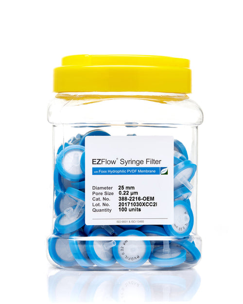 EZFlow® 25mm Syringe Filter, 0.2µm PVDF - Laboratory filtration, 100/pack | img_1 | Foxx Life Sciences Global | shopfls.com