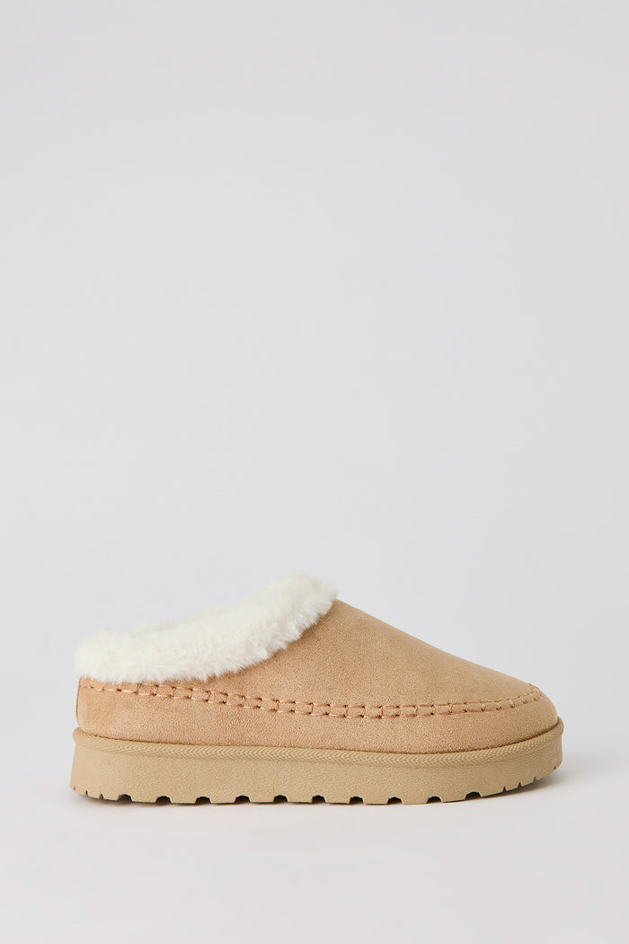 Faux Fur Collar Slipper Booties