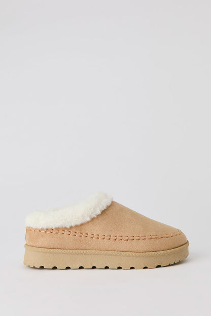 Faux Fur Collar Slipper Booties