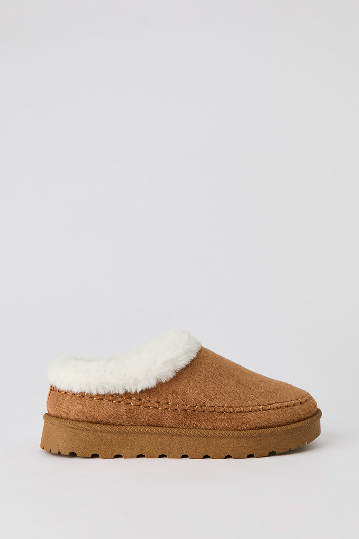 Faux Fur Collar Slipper Booties