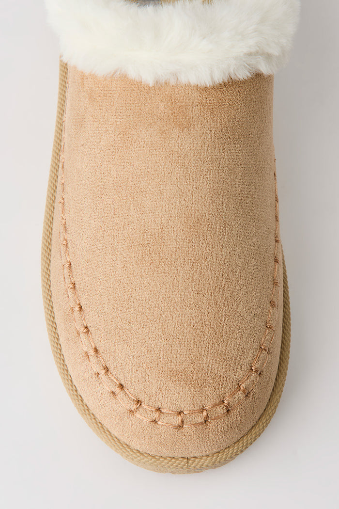 Faux Fur Collar Slipper Booties