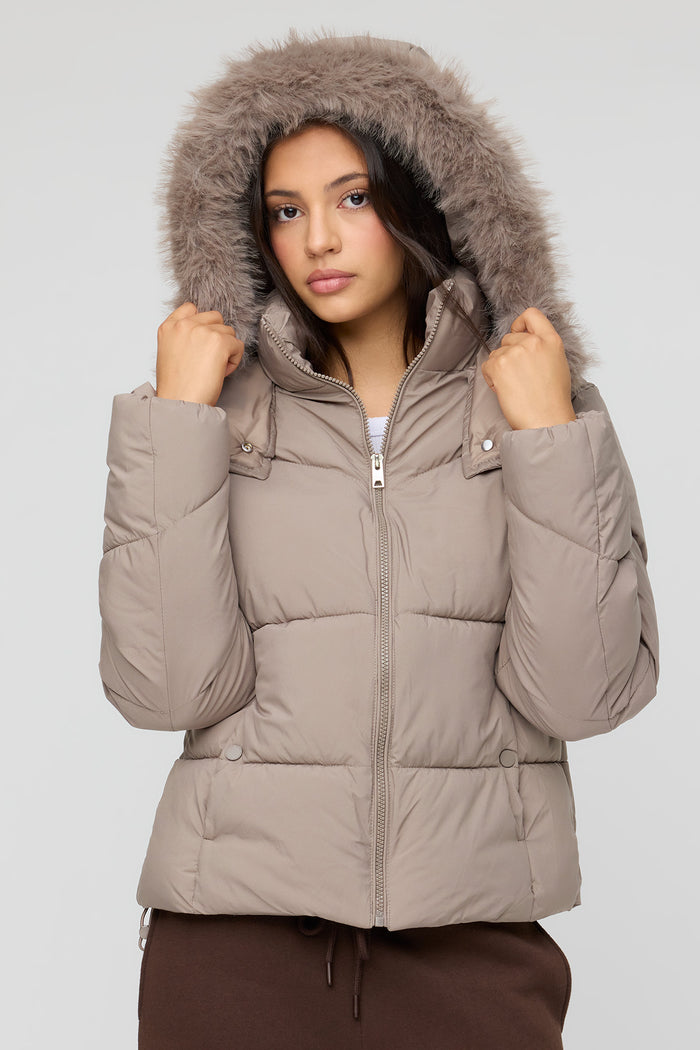 Faux Fur Hooded Puffer Jacket