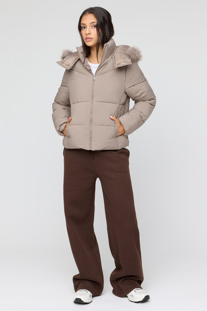 Faux Fur Hooded Puffer Jacket