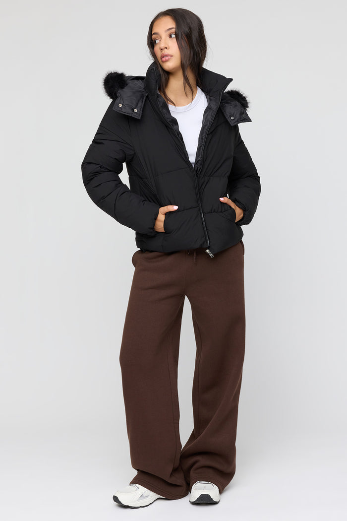 Faux Fur Hooded Puffer Jacket