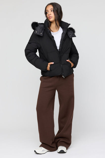 Faux Fur Hooded Puffer Jacket
