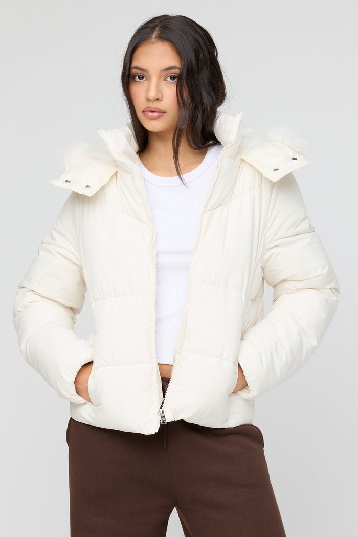 Faux Fur Hooded Puffer Jacket