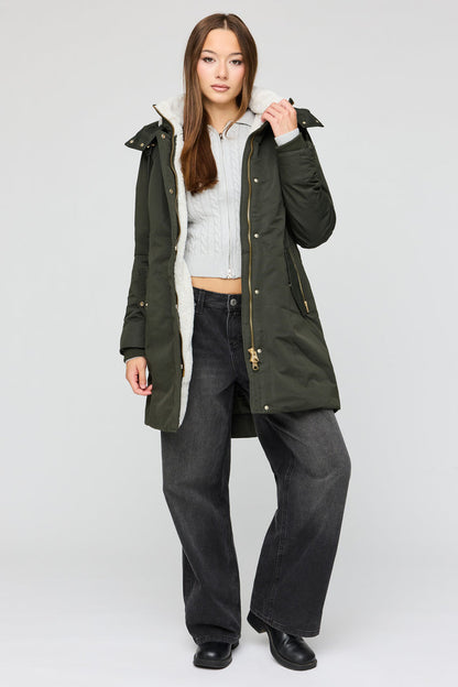 Faux Fur Lined Midi Parka