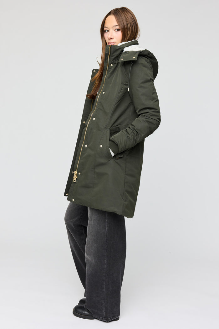 Faux Fur Lined Midi Parka
