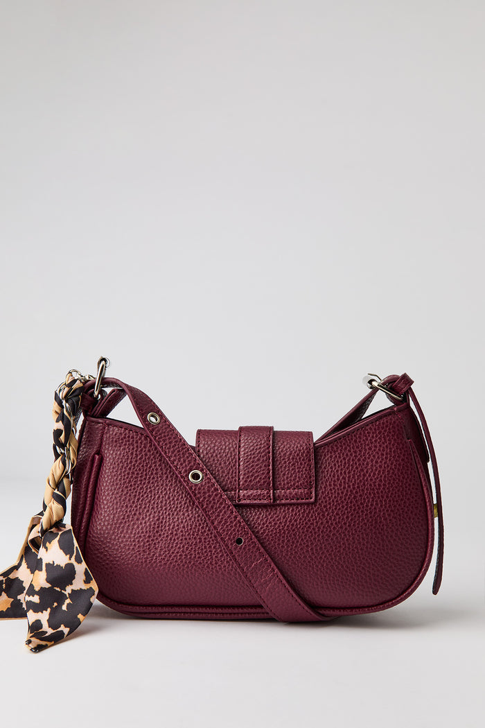 Faux Leather Belted Purse with Scarf