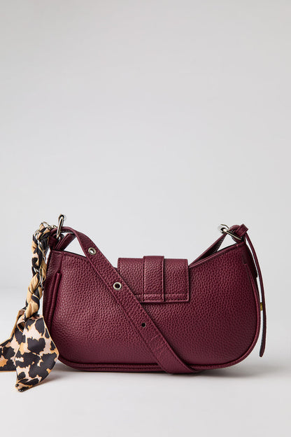 Faux Leather Belted Purse with Scarf