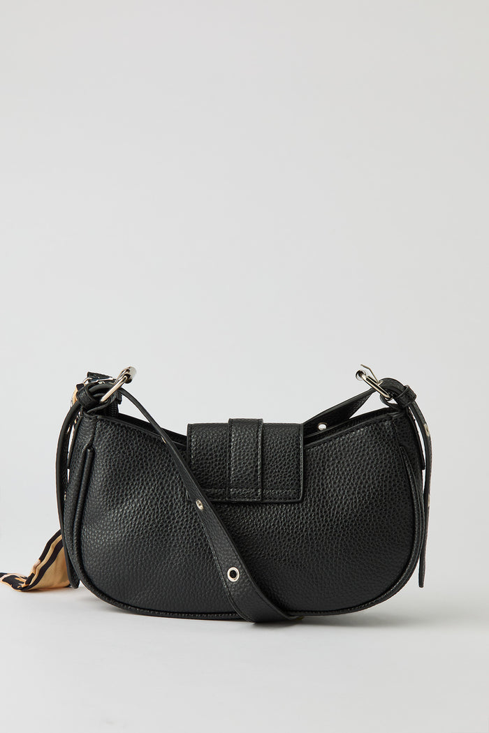Faux Leather Belted Purse with Scarf