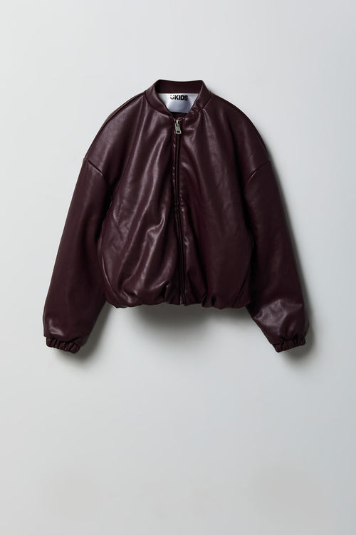 Faux Leather Bomber Jacket