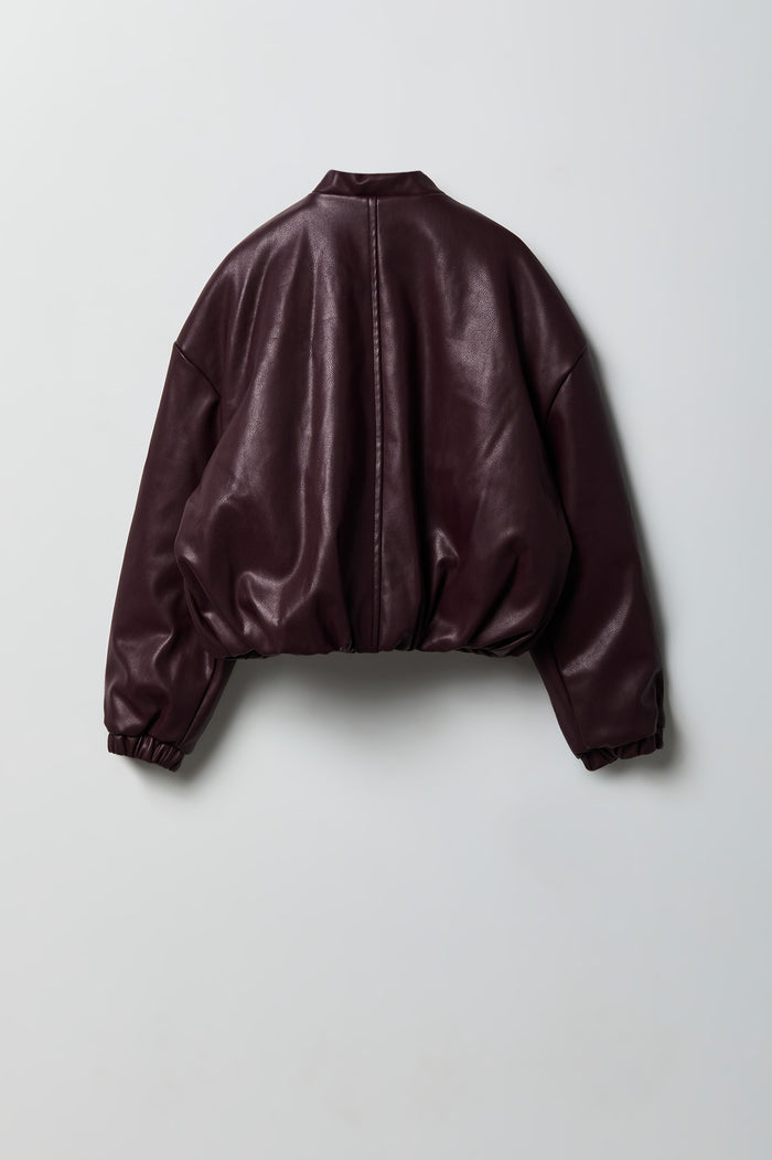 Faux Leather Bomber Jacket