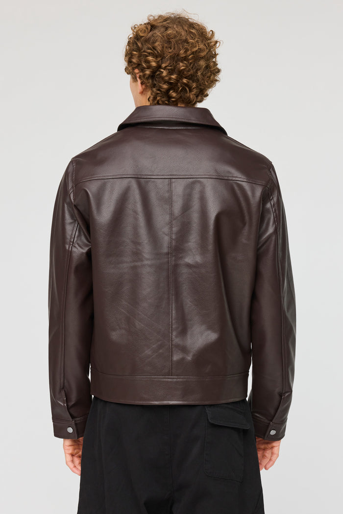 Faux Leather Bomber Jacket