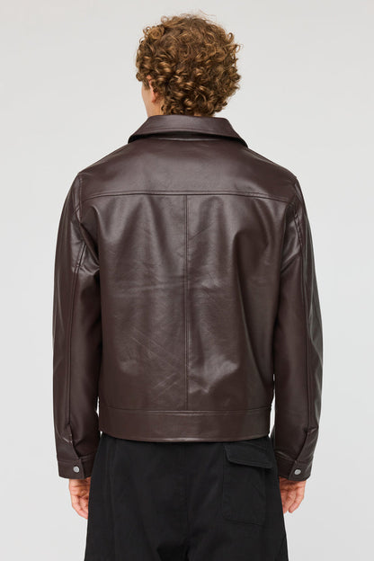 Faux Leather Bomber Jacket